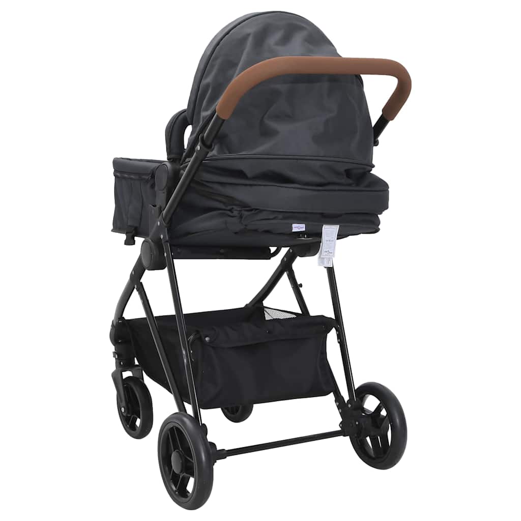 Kinderwagen – Buggy – Wandelwagen – Babywagen – 2-in-1 Kinderwagen Anthracite – Stevig Stalen Frame – Verstelbare Zit- en Ligpositie