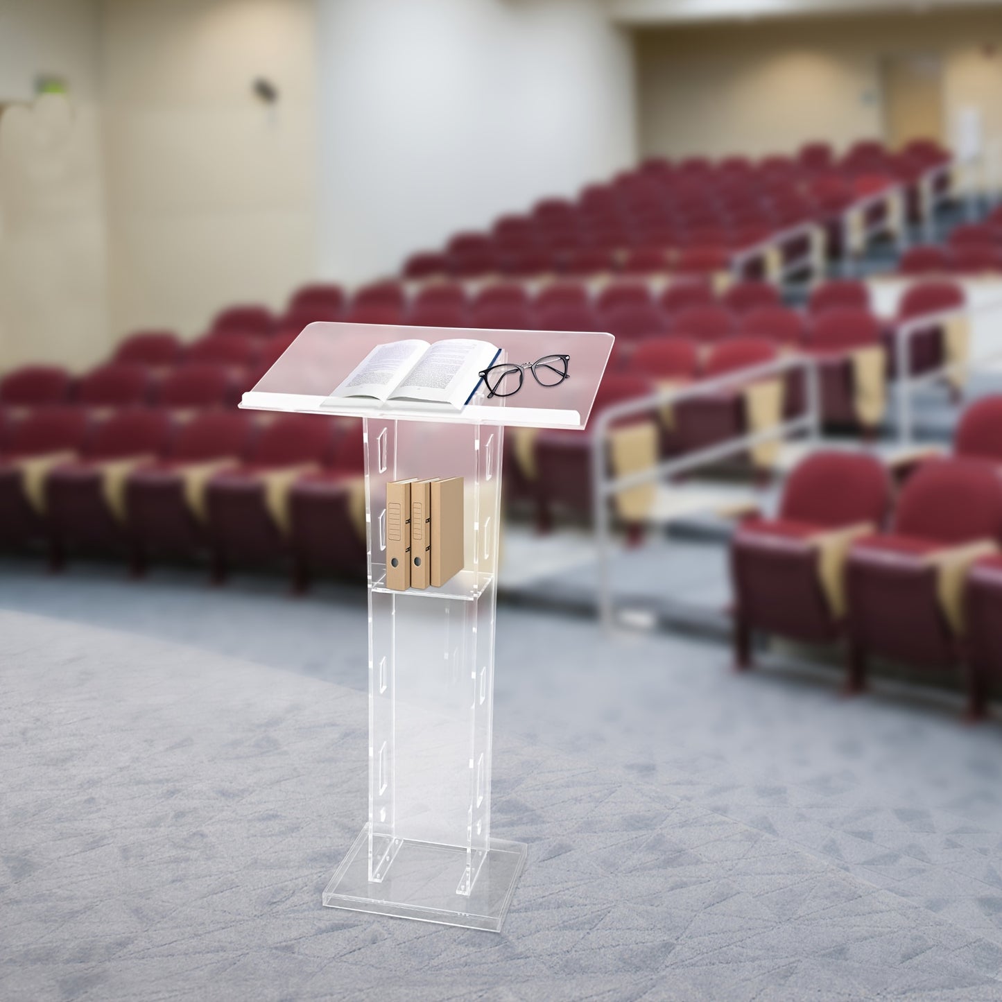 Spreekgestoelte – Lessenaar – Presentatiemeubel – Podium – Katheder – Transparant Acryl – Breukbestendig & Stevige Basis