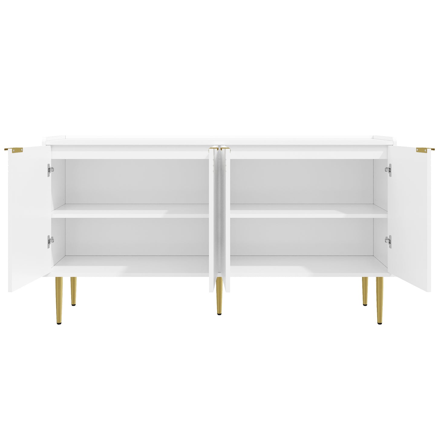 Dressoir – Sideboard – Opbergkast – Ladekast – Kast – Modern Design – Gebogen Reliëfdeuren – 140 cm – Met Verstelbare Legplanken – Met Gouden Metalen Poten