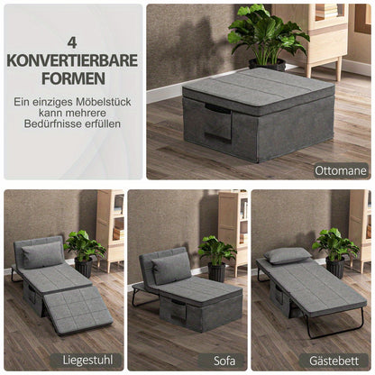 Integral Folding Bed - Space-Saving Multi-Functional Single Bed with 5-Level Height Adjustment (from Ottoman to Guest Bed), Heavy-Duty Steel Frame, Converts to Armchair/Ottoman, No Assembly Tools Needed - Ideal for Small Apar