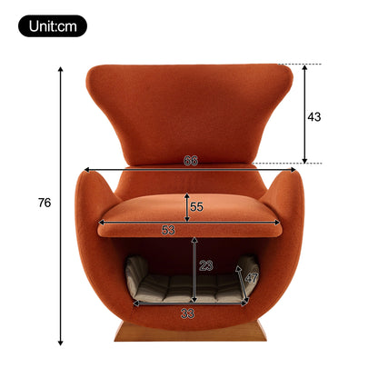 Huisdierstoel – Lounge Chair – Relaxstoel – Kattenstoel – Hondenstoel – Kattenbestendig Stof – Ingebouwde Huisdier Rustplek – Duurzame Constructie – Comfortabele Zitting – Oranje Kleur