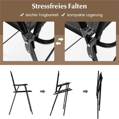 Bistro Tuinset – Balkon Meubels – Terras Set – Buiten Tafel Met Stoelen – Tuinmeubilair – Met Parasolgat – Vouwbare Stoelen – Zwart Metalen Frame – Duurzaam & Compact