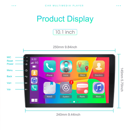 Double Din Android Autoradio – Android Car Stereo – 10 Inch Touchscreen Radio – Car Audio Systeem – Multimedia Speler – Draadloze CarPlay & Android Auto – GPS Navigatie Met Offline Kaarten – AHD Achteruitrijcamera Met Microfoon