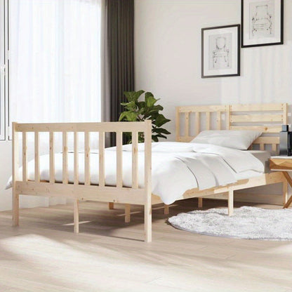 Small Double Bed Frame 120x190cm - Wood & Particle Board Composite Modular Bed Frame with Removable Durable Parts, Easy Assembly Space-Saving Design for Small Spaces, Bed Frame for Bedroom, Contemporary Bed Style, Sleek Woode