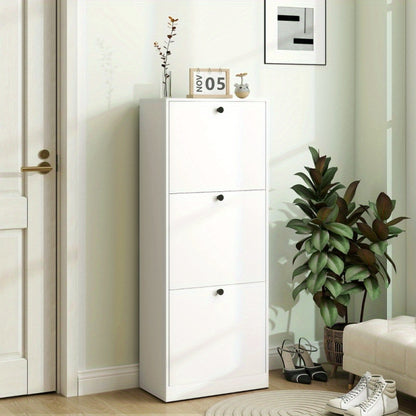 Schoenenkast – Schoenenrek – Schoenenopberger – Hal Organizer – Smalle Schoenenkast – Wit – Verstelbare Vakverdeling – Geschikt Voor 12 Paar Schoenen – 47x26x120 cm