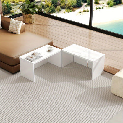 Coffee table, DIY coffee table, High-gloss table top, Free combination, The collection consists of four small tables with dimensions of 81 x 81 x 40cm to satisfy your DIY pleasure and enhance your life!