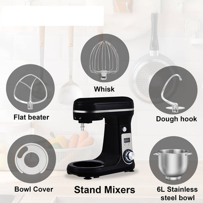 Keukenmachine – Standmixer – Keukenmixer – Keukenrobot – Foodprocessor – 6L Mengkom – 1200W DC Motor – LCD Display Met Timer