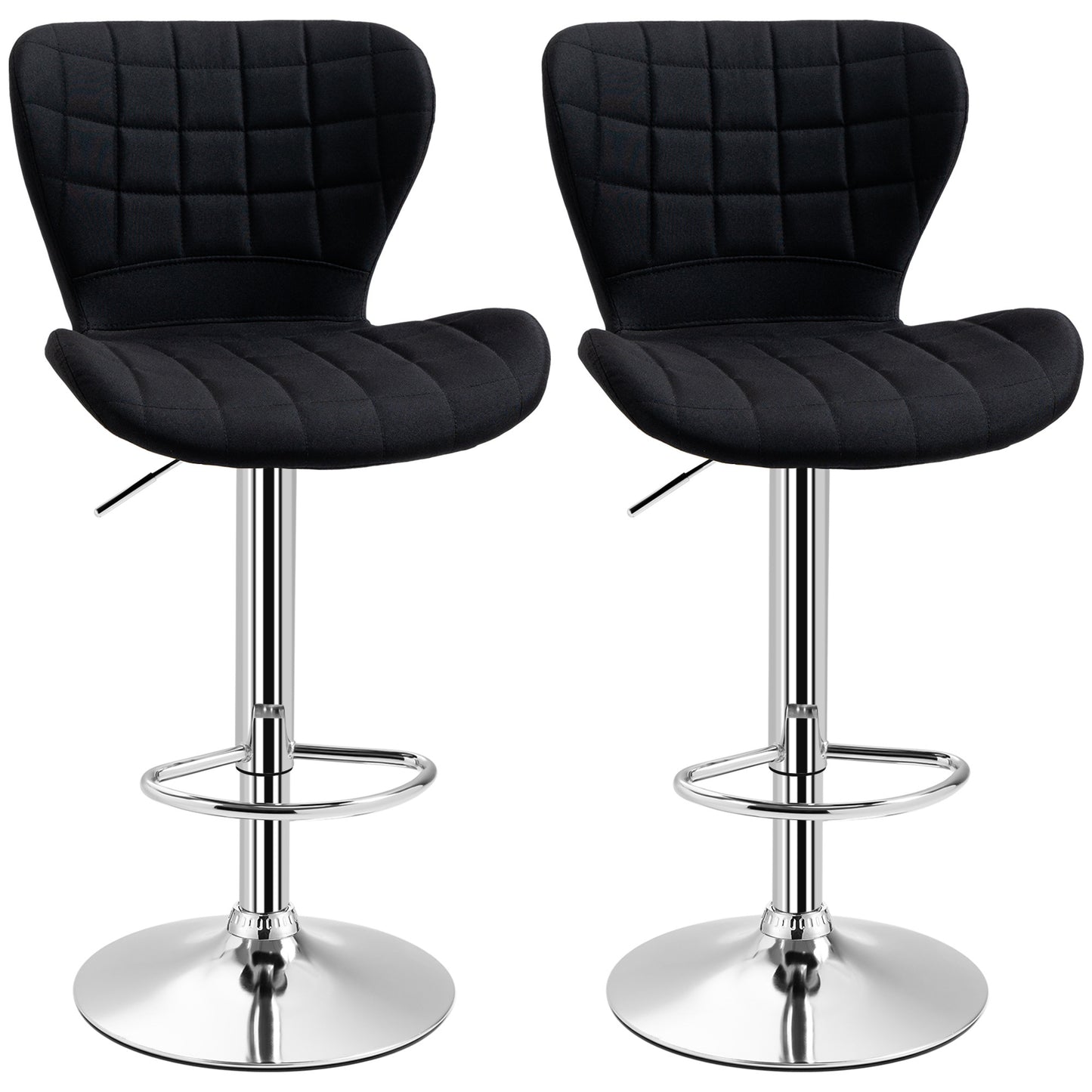 Barstoelen – Barkrukken – Hoge Stoelen – Keukenstoelen – Zwarte Barstoelen – Verstelbare Zithoogte 59-81 cm – 360° Draaibaar