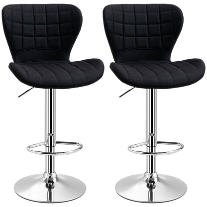 Barstoelen – Barkrukken – Hoge Stoelen – Keukenstoelen – Zwarte Barstoelen – Verstelbare Zithoogte 59-81 cm – 360° Draaibaar