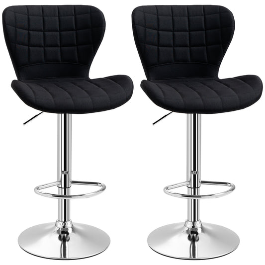 Barstoelen – Barkrukken – Hoge Stoelen – Keukenstoelen – Zwarte Barstoelen – Verstelbare Zithoogte 59-81 cm – 360° Draaibaar