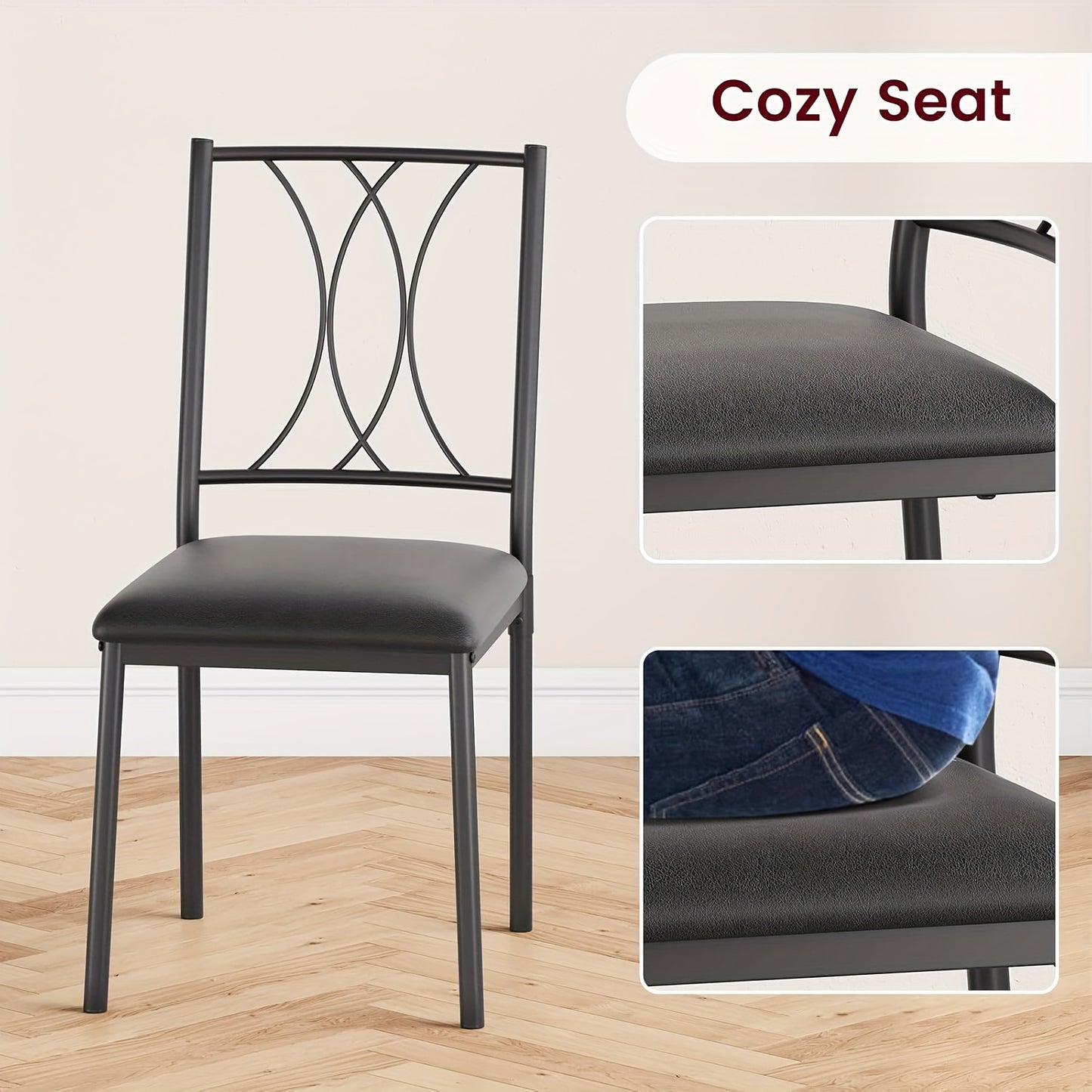 Eetkamerset – Diningset – Tafel Met Stoelen – Keukenset – Bistroset – Vintage Kleur – Compact Formaat – Massief Hout & Metaal