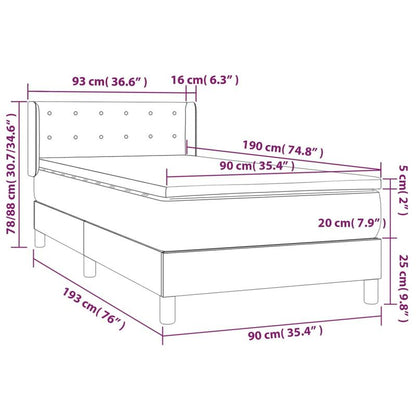 Boxspring Bed – Slaapsysteem – Bedframe – Slaapbank – Eenpersoonsbed – Zwart Kunstleer – Matras 90x190 cm – Metalen Frame & Eenvoudige Montage