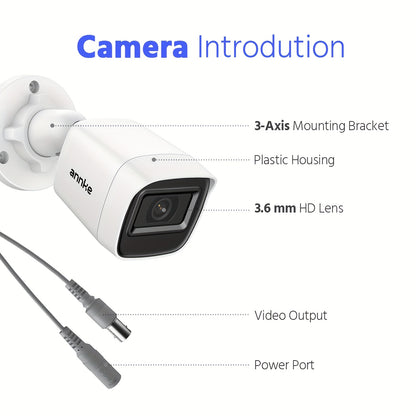 Beveiligingscamera – Camerabewaking – Security Camera – Bewakingscamera – IP Camera – 8 Kanaals Systeem – AI Mens/Voertuig Detectie – 1080P Bedrade Camera’s met Nachtzicht 19,8m