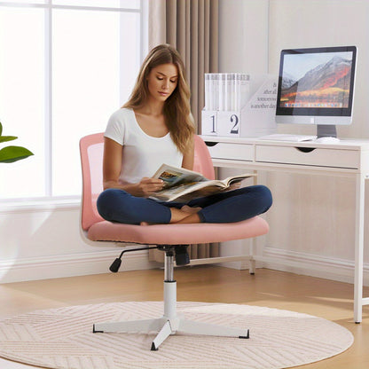 Bureaustoel – Bureaustoelen – Office Chair – Gamestoel – Draaistoel – Verstelbaar in Hoogte – 360° Draaibaar – Met Stevig Metalen Frame – Brede Zitting – Zonder Armleuningen – Zacht Gewatteerd – Roze