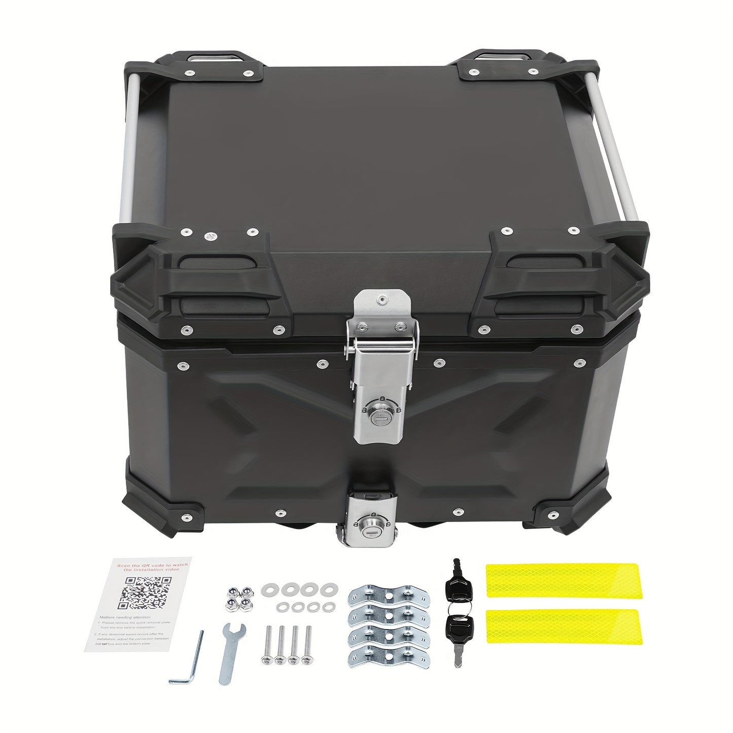Motor Topkoffer – Motor Bagagebox – Motor Achterkoffer – Motor Koffer – Motor Trunk – 45L Ruime Inhoud – Waterdicht Aluminium Zwart