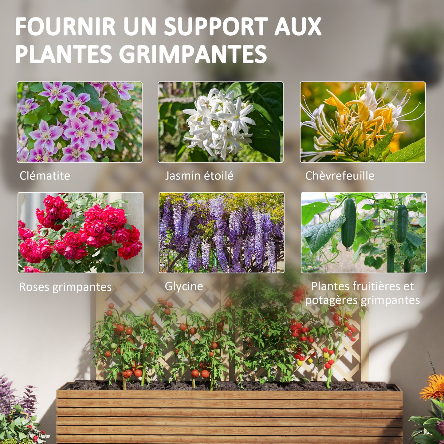 klimrek – klimplantpaneel – tuinafscheiding – klimboog – houten klimrek – duurzaam hout – 60x150 cm