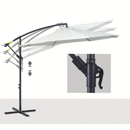 Zweefparasol – Hangparasol – Tuinparasol – Balkonparasol – Vrijhangende Parasol – Verstelbare Hoogte – Stalen Boogpaal – Wit Rechthoekig 300 cm