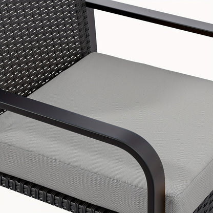 3-delige Rattan Tuinset – Balkonset – Loungeset – Bistroset – Tuinmeubelset – Gele Kussens – Duurzaam Rattan – Glazen Tafelblad