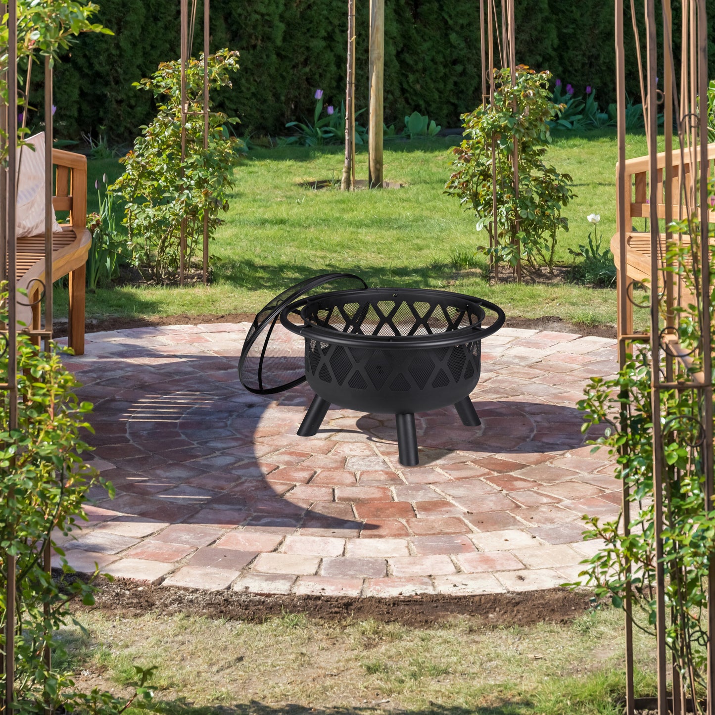 Vuurkorf – Tuinhaard – Brazier – Vuurschaal – Terrashaard – Extra Groot 75 cm – Zwart Staal