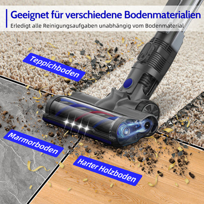 Wireless Vacuum Cleaner, 38000Pa Suction Power – 50 Minutes Runtime – 5-in-1 HEPA Filter System – 1.6L Large Dustbin – Pet-Friendly Anti-Tangle Brush – Suitable for Floors, Carpets, and Cars