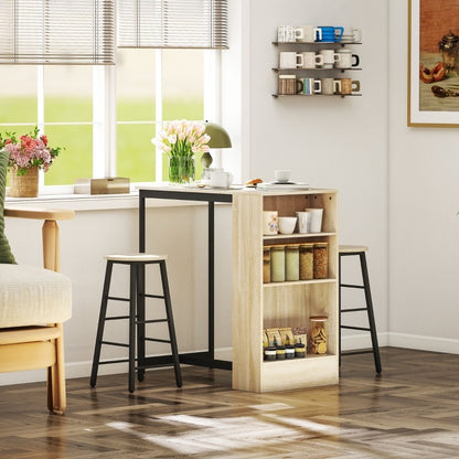 Keukentafelset – Barset – Ontbijttafel – Eettafel – Hoge Tafel Met Krukken – Compact En Ruimtebesparend – Eenvoudige Montage