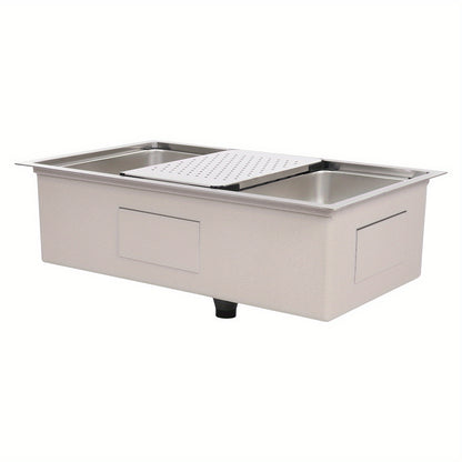 Spoelbak RVS – Keukenspoelbak – Inbouw Spoelbak – Opbouw Spoelbak – Undermount Spoelbak – Grote Inhoud 76x45,8 cm – Mat RVS Afwerking