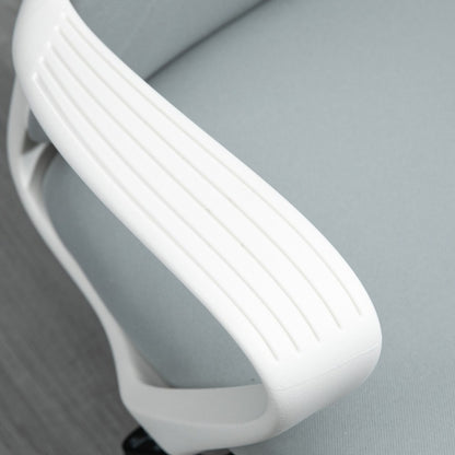 Ergonomische Bureaustoel – Bureaustoel Werkstoel – Draaistoel – Computerstoel – Thuiswerkstoel – Verstelbare Hoogte – Rockerfunctie – Lichtgrijze Stof – Roestvrijstalen Frame – 360° Draaibare Zitting