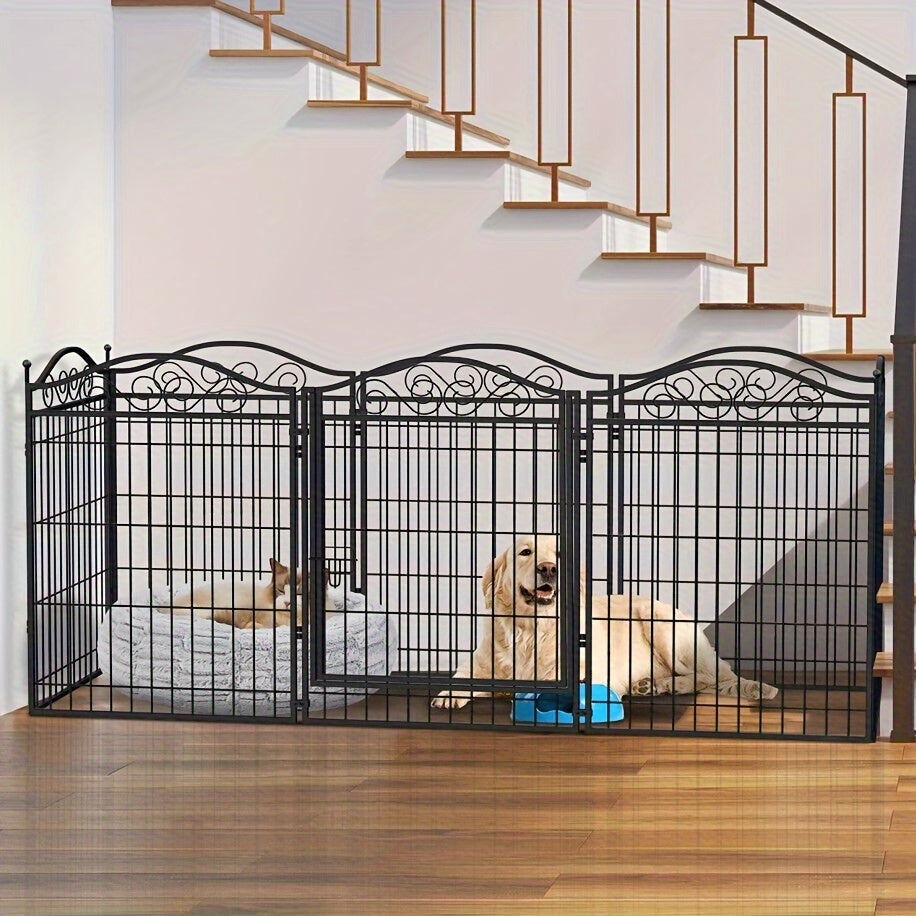 Hondenren – Puppyren – Hondenkennel – Konijnenren – Opvouwbare Hondenren – 8 Panelen – Kras- en Roestvrij Metaal – Inclusief Deur