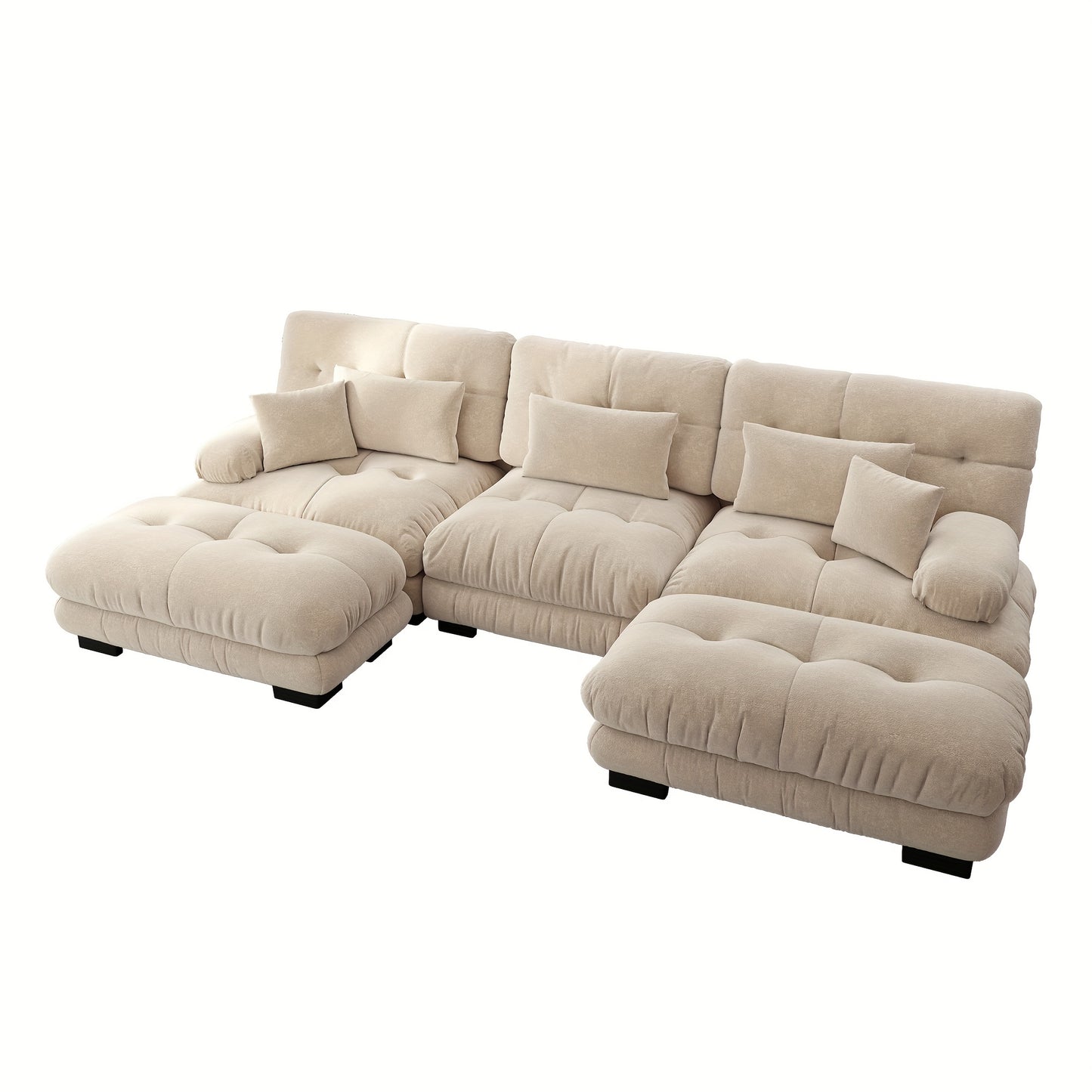 Luxury Oversized U-Shaped Sectional Sofa with Ottoman - Convertible Sofa Bed, Deep Seat Cloud Couch, Space-Saving Corner Suitable for Living Room, Apartment, Guest Room