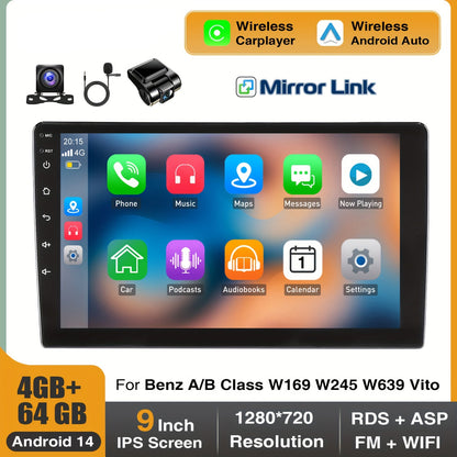 Multimedia Autostereo – Autoradio – Navigatiesysteem – Carplay Systeem – Android Auto Unit – 9 Inch IPS Touchscreen – Inclusief Microfoon, AHD Achteruitrijcamera