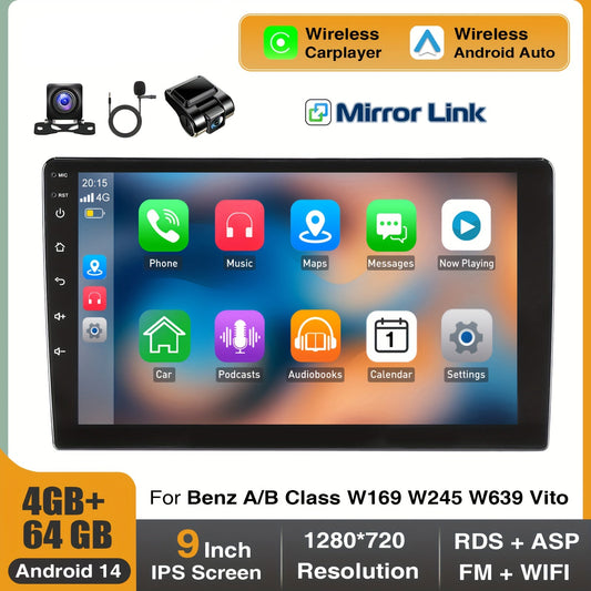 Multimedia Autostereo – Autoradio – Navigatiesysteem – Carplay Systeem – Android Auto Unit – 9 Inch IPS Touchscreen – Inclusief Microfoon, AHD Achteruitrijcamera