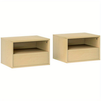 Zwevend Nachtkastje – Wandkastje – Hangend Nachtkastje – Muurkastje – Bedkastje – Natuurlijk Houtlook – Ruimtebesparend Design – 45x35x27,5 cm Hoogwaardige Materialen