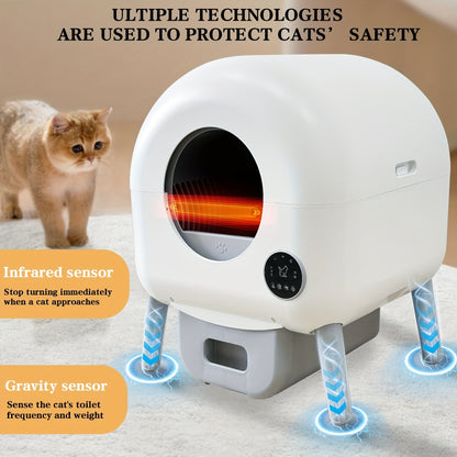 Automatische Kattenbak – Zelfreinigende Kattenbak – Elektrische Kattenbak – Kattenbak Voor Meerdere Katten – Geurloos Gebruik – Grote Capaciteit – Inclusief Afvalzakken