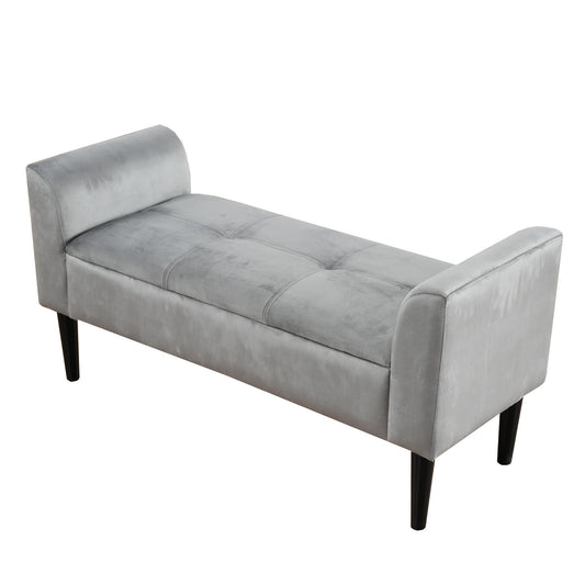 Poef – Zitzak – Voetenbankje – Hocker – Zitzak Poef – Vierkant – Fluweel – Met Armleuningen – Stevig MDF Frame – Houten Pootjes