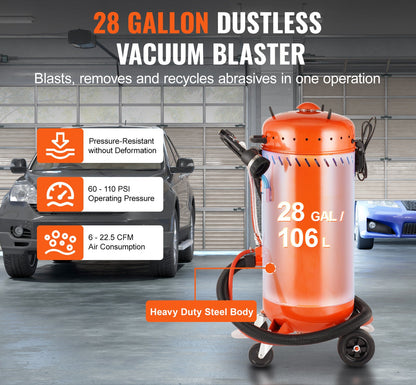 Zandstraalinstallatie – Sandstraalcabine – Zandstraalkast – Zandstraalwerkstation – Vacuüm Zandstraalmachine – 28 Gallon Tank – Krachtige 1200W Motor