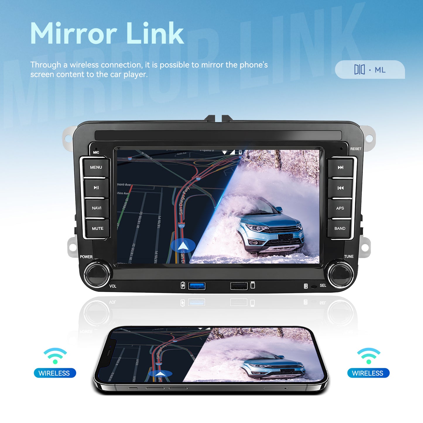 Android Autoradio – Multimedia Speler – Navigatiesysteem – Touchscreen Radio – CarPlay Auto Connect – 7 Inch HD IPS Scherm – Draadloze CarPlay & Android Auto – 4GB RAM 64GB Opslag