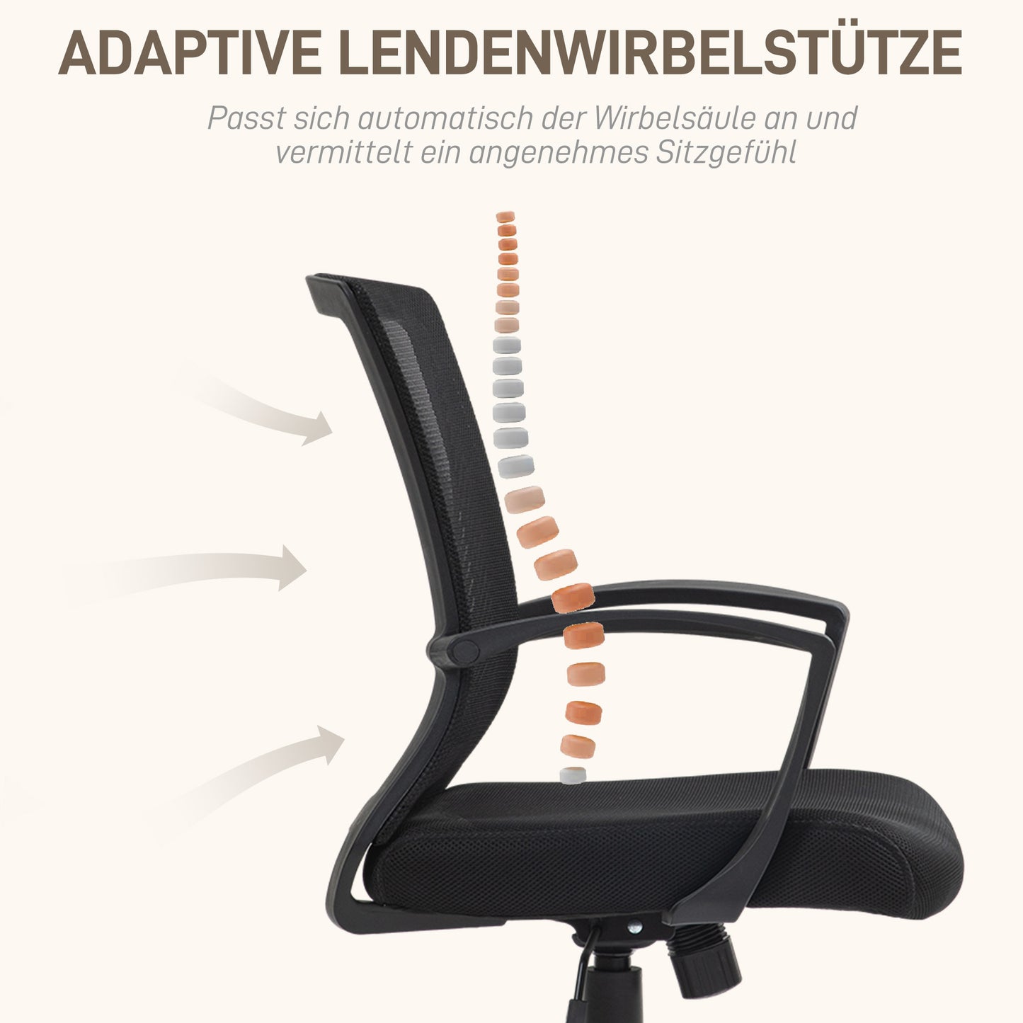 Bureaustoel – Kantoorstoel – Draaistoel – Meshstoel – Werkstoel – Ademend Mesh Rugleuning – Verstelbare Hoogte 92-102 cm – Max. 120 kg – Zwart