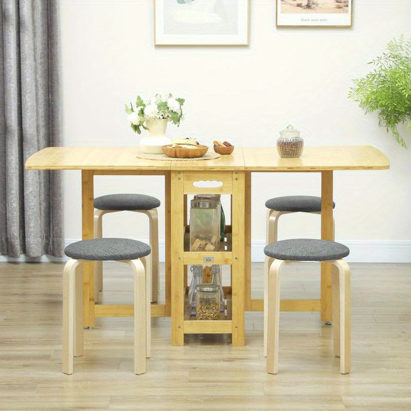 Polsterhocker Im 4Er-Set, Stapelbar, Lackierte Oberfläche, Holzbeine, Grau, Freizeitstuhl, Bequeme Wohnzimmermöbel, Multifunktionaler Sitz, Geeignet Für Wohnzimmer, Schlafzimmer, Esszimmer, Flur, Balkon. Perfekte Heimdekor