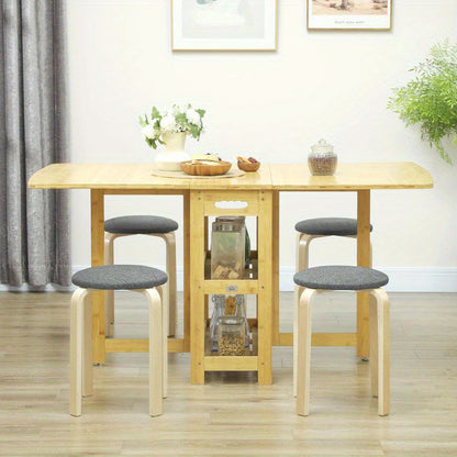 Polsterhocker Im 4Er-Set, Stapelbar, Lackierte Oberfläche, Holzbeine, Grau, Freizeitstuhl, Bequeme Wohnzimmermöbel, Multifunktionaler Sitz, Geeignet Für Wohnzimmer, Schlafzimmer, Esszimmer, Flur, Balkon. Perfekte Heimdekor