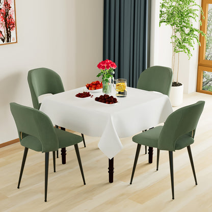 Eetkamerstoelen – Keukenstoelen – Eettafelstoelen – Stoelen – Kuipstoelen – Gestreepte Katoenen Bekleding – Stevige Metalen Poten – Set Van 4 – Groen