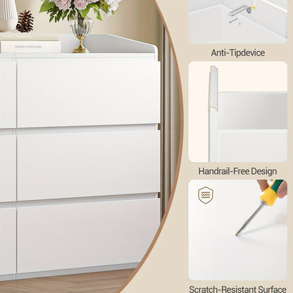 Ladekast – Commode – Kast – Opbergkast – Dressoir – 6 Lade(s) – Wit – Ruime Opbergruimte – Geruisloze Ladegeleiders