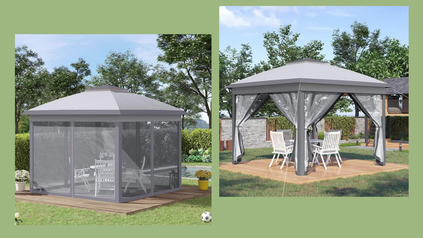 Pergola – Tuinkamer – Tuinoverkapping – Partytent – Vouwtent – 3,3 x 3,3 m – Dubbel dak met ventilatie – Inclusief 4 Afneembare Insectennetten