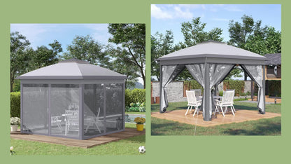 Pergola – Tuinkamer – Tuinoverkapping – Partytent – Vouwtent – 3,3 x 3,3 m – Dubbel dak met ventilatie – Inclusief 4 Afneembare Insectennetten