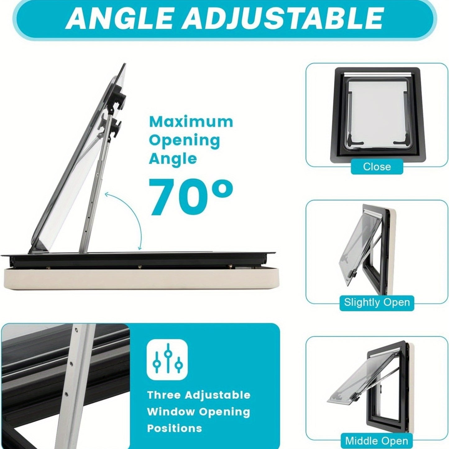 Camperraam – Motorhome Raam – Caravanraam – Campervenster – Buitenraam – 900x500 mm – Aluminium Frame Met Insectenhor En Rolgordijn