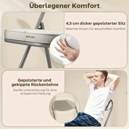 Campingstoel – Vouwstoel – Klapstoel – Kampeerstoel – Opvouwbare Stoel – Set van 4 – Met Gevoerde Rugleuning – Met Stalen Frame tot 120 kg