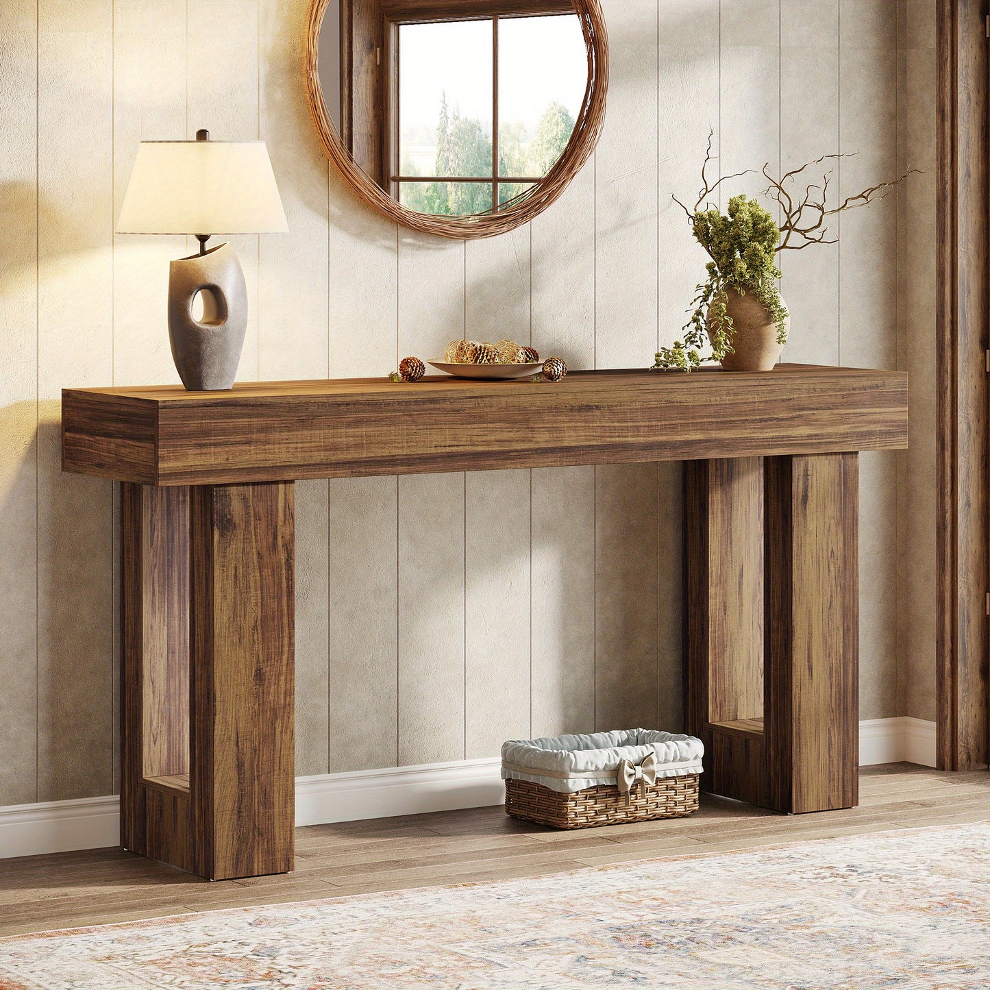 Sofa Tafel – Salontafel – Sidetable – Console Tafel – Haltafel – 160 cm Lang – 2 Opbergniveaus – Gemonteerd geleverd – Rustiek Bruin