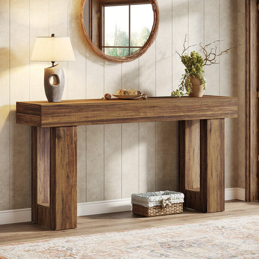 Sofa Tafel – Salontafel – Sidetable – Console Tafel – Haltafel – 160 cm Lang – 2 Opbergniveaus – Gemonteerd geleverd – Rustiek Bruin