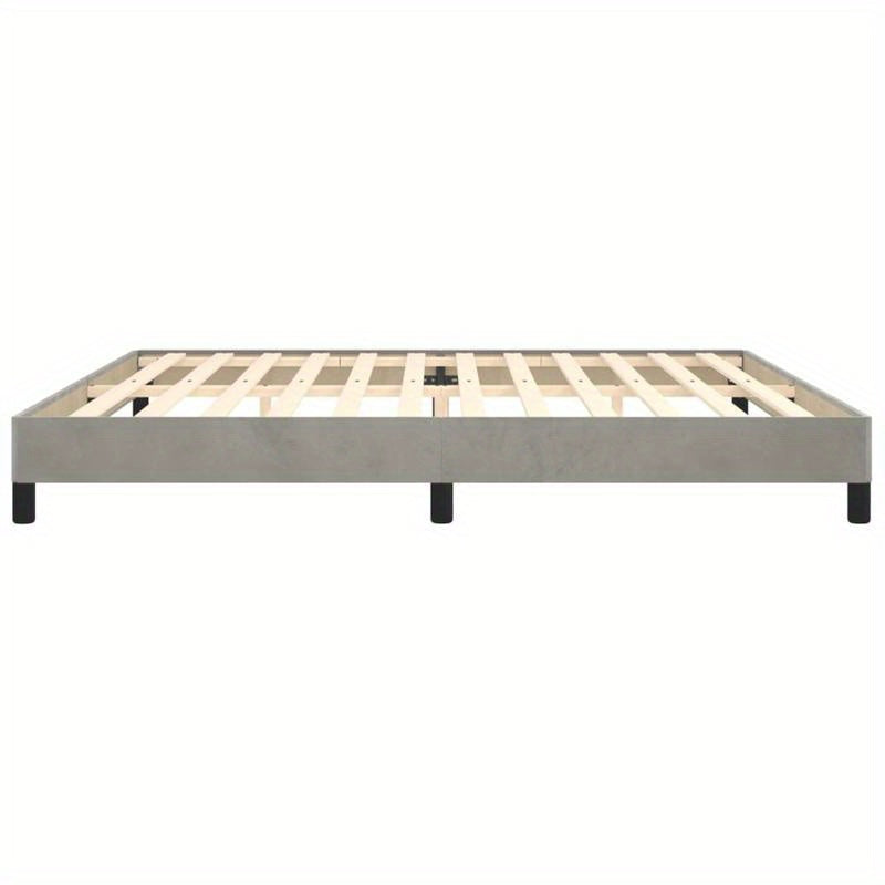 Modern Minimalist Bed Frame - Light Grey/Neutral Beige, Easy Assembly, Sturdy Wooden Platform Bed, No Box Spring Needed, Space-Saving Design for Small Rooms, Apartments, Guest Rooms - Mattress Not Included, Apartment Furnitur