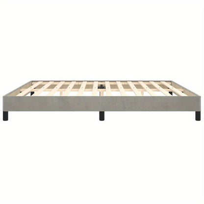 Modern Minimalist Bed Frame - Light Grey/Neutral Beige, Easy Assembly, Sturdy Wooden Platform Bed, No Box Spring Needed, Space-Saving Design for Small Rooms, Apartments, Guest Rooms - Mattress Not Included, Apartment Furnitur