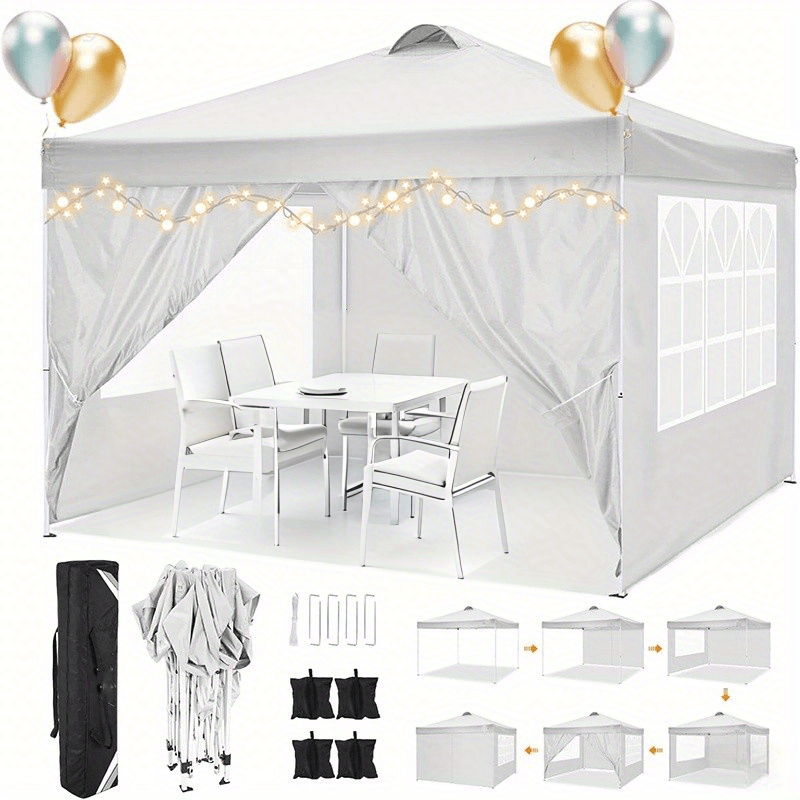 Partytent – Pop-up Tent – Vouwtent – Paviljoen – Schaduwtent – 3x3 Meter – Verstelbare Hoogte – 4 Zijwanden – Ventilatie – Draagtas